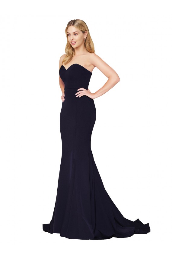 Mermaid High Neck Stretch Crepe Sweep Train Dark Navy Formal Evening Gown / Prom Dress / Bridesmaid Dress Sydney