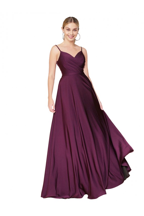 A-Line High Neck Stretch Crepe Long Wild Berry Formal Evening Gown / Prom Dress / Bridesmaid Dress Sydney