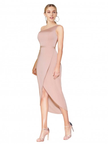 Mermaid High Neck Stretch Crepe Knee Length Mauve Formal Dress / Bridesmaid Dress Sydney