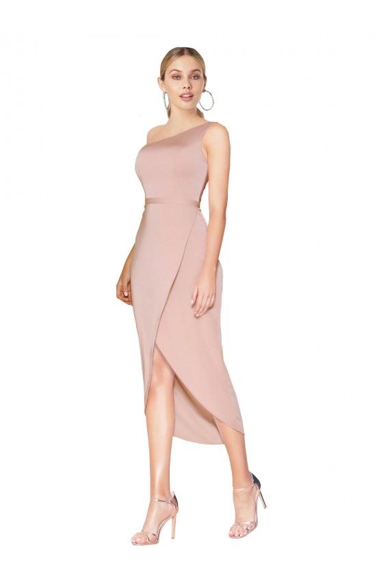 Mermaid High Neck Stretch Crepe Knee Length Mauve Formal Dress / Bridesmaid Dress Sydney