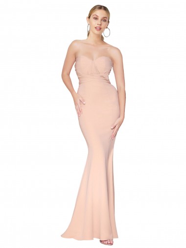 Mermaid High Neck Stretch Crepe Long Nude Formal Dress / Bridesmaid Dress Sydney