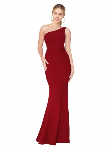 Mermaid High Neck Stretch Crepe Long Burgundy Formal Evening Gown / Prom Dress / Bridesmaid Dress Sydney