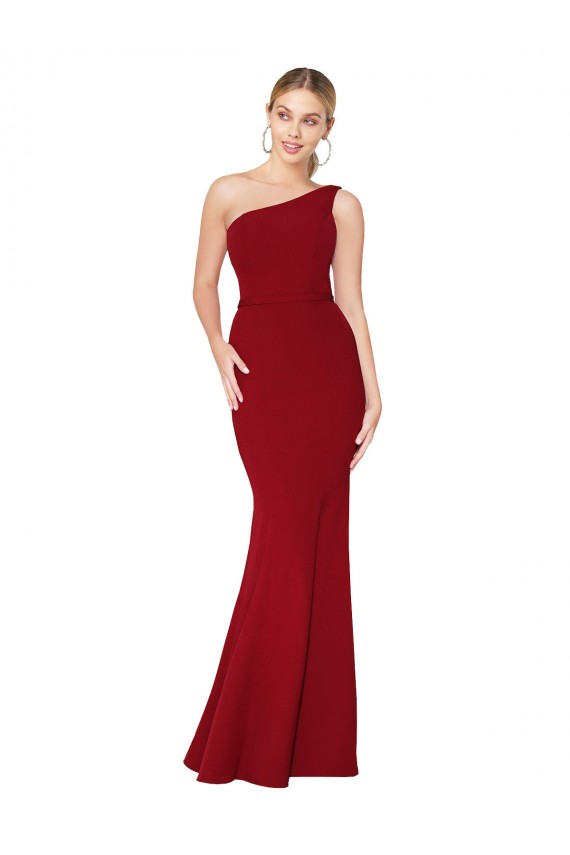 Mermaid High Neck Stretch Crepe Long Burgundy Formal Evening Gown / Prom Dress / Bridesmaid Dress Sydney