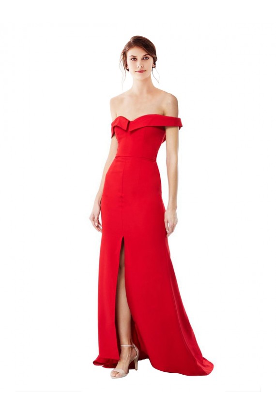 A-Line High Neck Stretch Crepe Long Red Bridesmaid Dress / Evening Dress Sydney