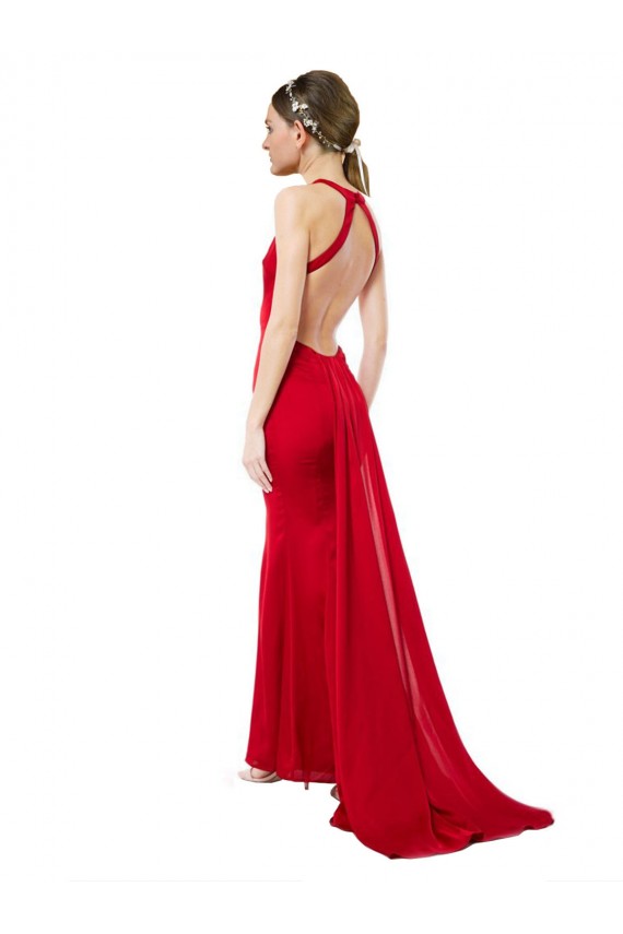 Mermaid High Neck Stretch Crepe Long Red Formal Evening Gown / Bridesmaid Dress Sydney