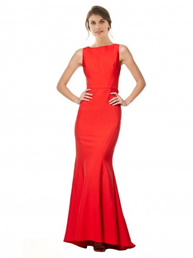 Mermaid High Neck Stretch Crepe Long Red Bridesmaid Dress / Evening Gowns Sydney