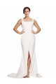 Sheath Square Neck Stretch Crepe Sweep Train Ivory Semi Formal Evening Dress / Prom Dress / Bridesmaid Dress Sydney