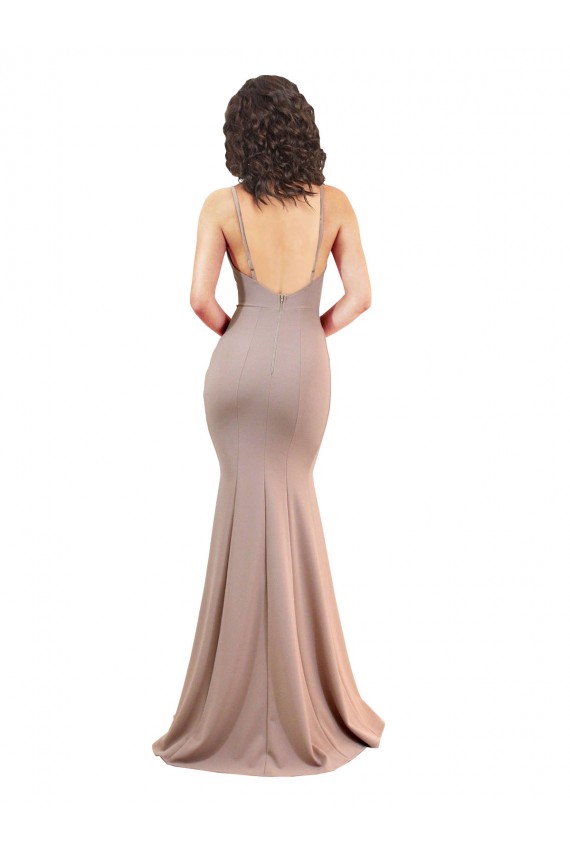 Mermaid V-Neck Stretch Crepe Long Dusty Pink Black Tie Evening Gown / Prom Dress / Bridesmaid Dress Sydney
