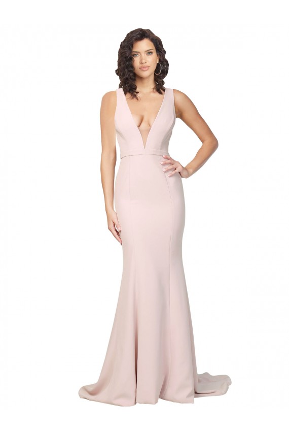 Sheath V-Neck Stretch Crepe Sweep Train Pink Black Tie Evening Gown / Prom Dress / Bridesmaid Dress Sydney