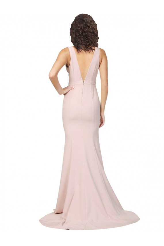 Sheath V-Neck Stretch Crepe Sweep Train Pink Black Tie Evening Gown / Prom Dress / Bridesmaid Dress Sydney