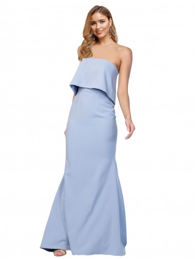 A-Line Strapless Stretch Crepe Long Light Sky Blue Formal Dress / Bridesmaid Dress Sydney