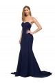 A-Line Sweetheart Stretch Crepe Sweep Train Dark Navy Formal Evening Gown / Prom Dress / Bridesmaid Dress Sydney