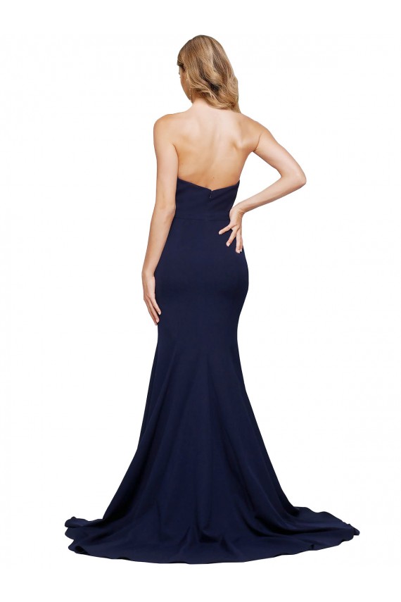 A-Line Sweetheart Stretch Crepe Sweep Train Dark Navy Formal Evening Gown / Prom Dress / Bridesmaid Dress Sydney