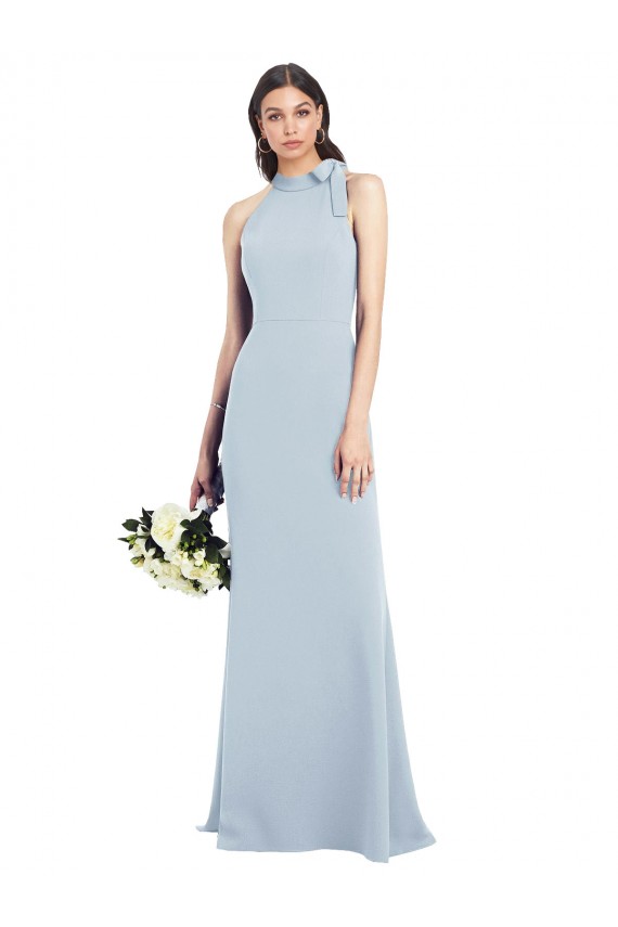 Trumpet High Neck Stretch Crepe Long Light Sky Blue Semi Formal Evening Dress / Prom Dress / Bridesmaid Dress Sydney