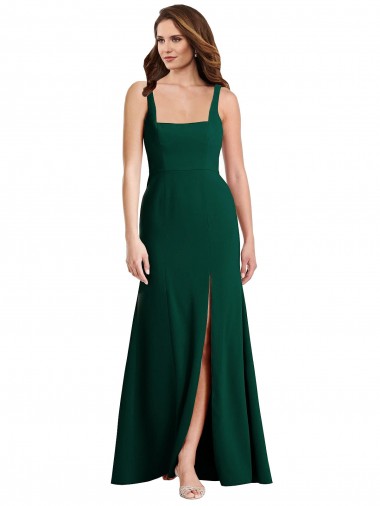 Trumpet Square Neck Stretch Crepe Long Midnight Green Semi Formal Evening Dress / Prom Dress / Bridesmaid Dress Sydney