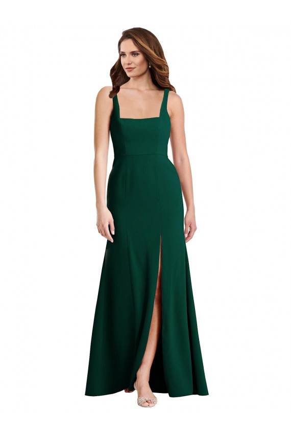 Trumpet Square Neck Stretch Crepe Long Midnight Green Semi Formal Evening Dress / Prom Dress / Bridesmaid Dress Sydney