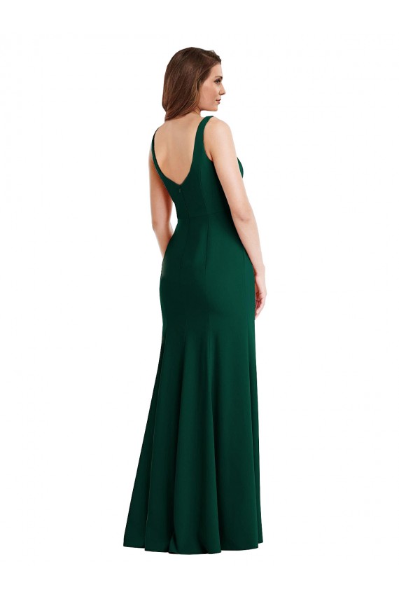 Trumpet Square Neck Stretch Crepe Long Midnight Green Semi Formal Evening Dress / Prom Dress / Bridesmaid Dress Sydney