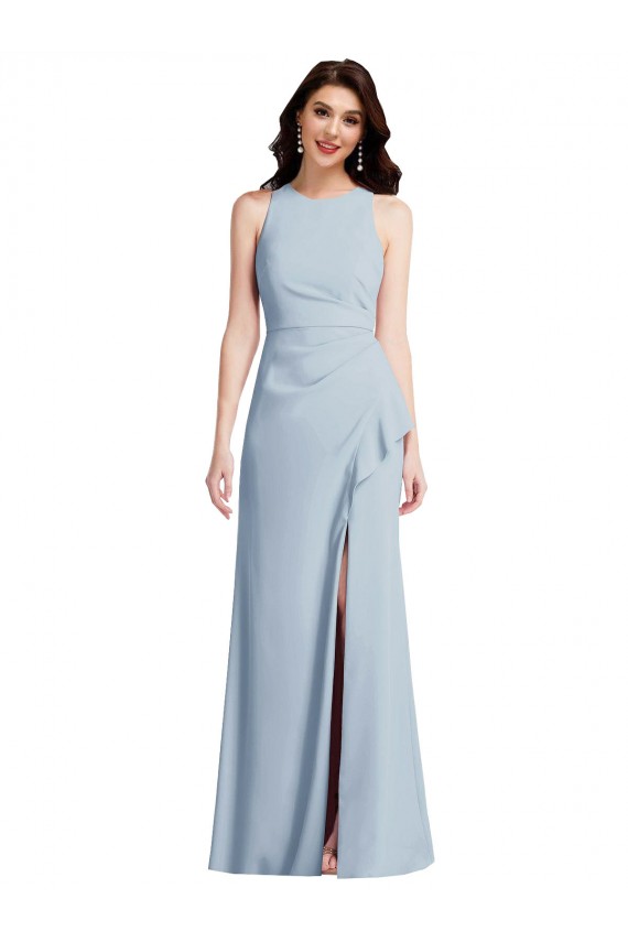Trumpet Halter Neck Stretch Crepe Long Light Sky Blue Formal Dress / Bridesmaid Dress Sydney