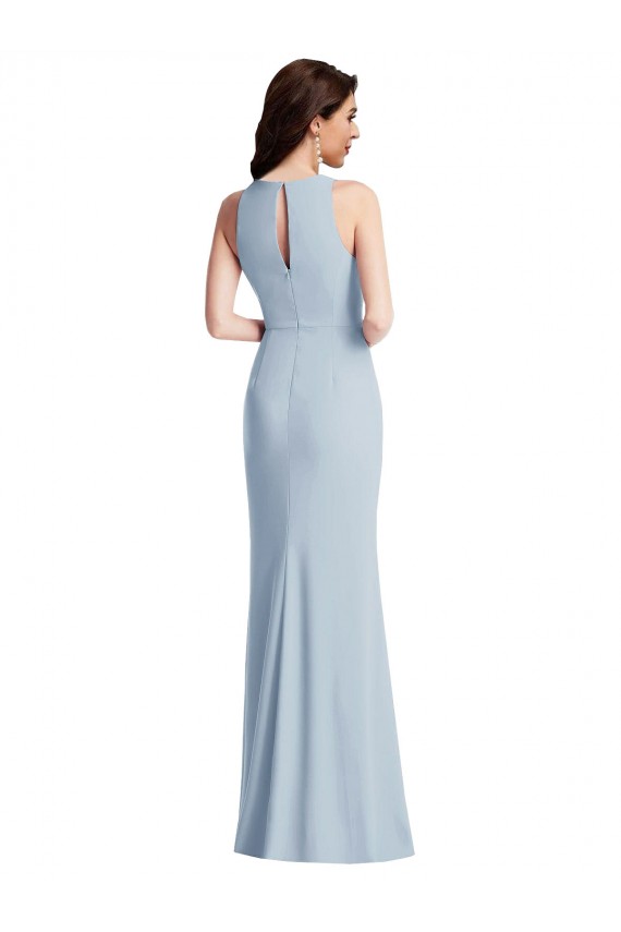 Trumpet Halter Neck Stretch Crepe Long Light Sky Blue Formal Dress / Bridesmaid Dress Sydney
