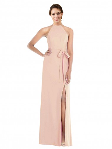 Trumpet Halter Neck Stretch Crepe Long Nude Formal Evening Gown / Prom Dress / Bridesmaid Dress Sydney