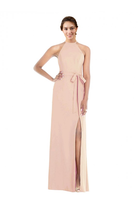 Trumpet Halter Neck Stretch Crepe Long Nude Formal Evening Gown / Prom Dress / Bridesmaid Dress Sydney