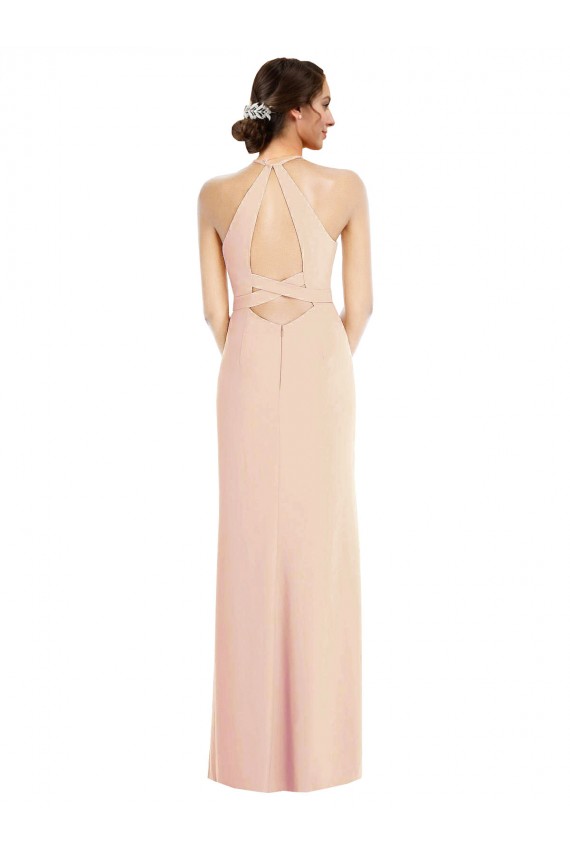 Trumpet Halter Neck Stretch Crepe Long Nude Formal Evening Gown / Prom Dress / Bridesmaid Dress Sydney