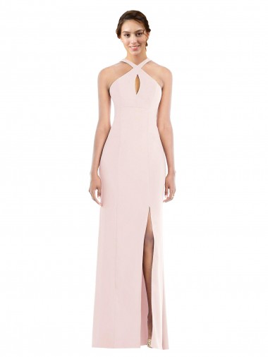 Trumpet Halter Neck Stretch Crepe Long Pink Formal Evening Gown / Prom Dress / Bridesmaid Dress Sydney