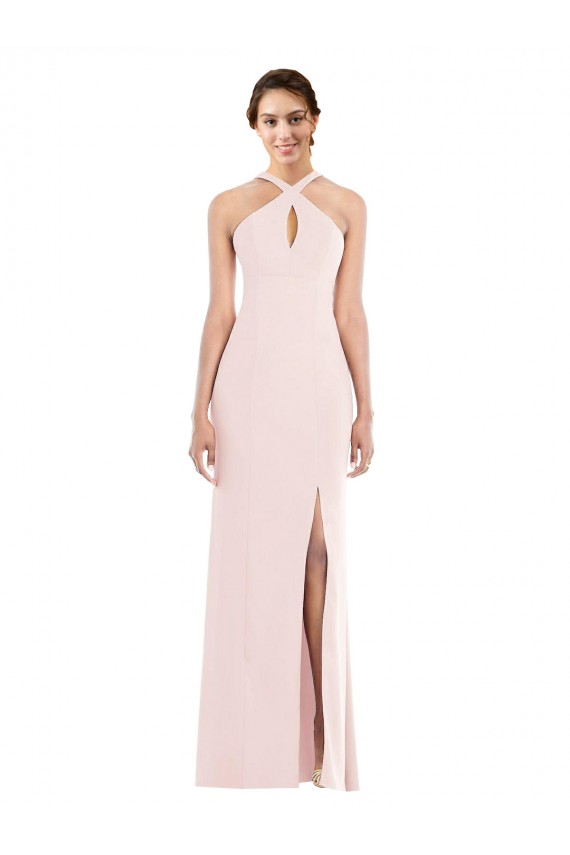 Trumpet Halter Neck Stretch Crepe Long Pink Formal Evening Gown / Prom Dress / Bridesmaid Dress Sydney