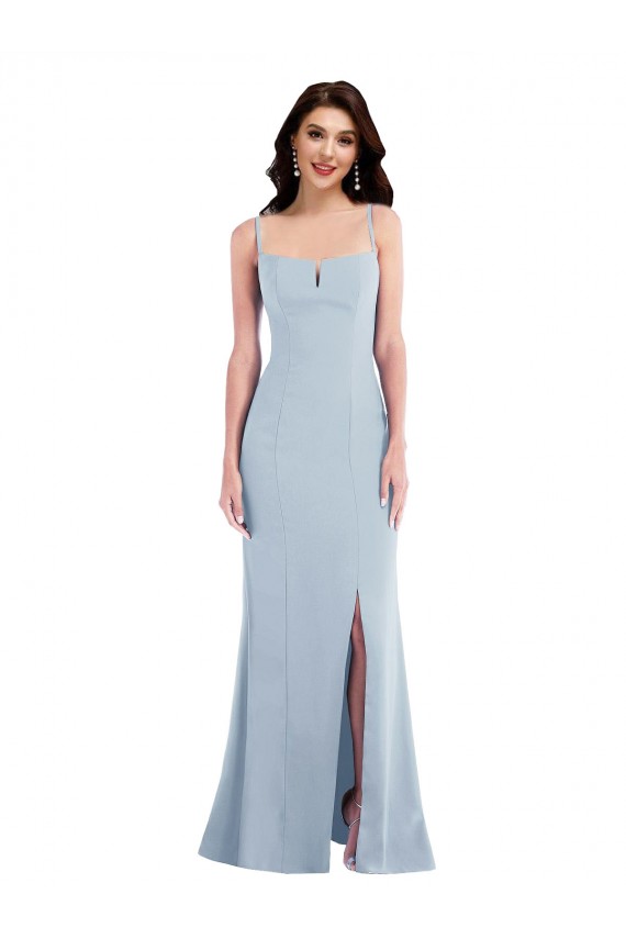 Trumpet Spaghetti Straps Stretch Crepe Long Light Sky Blue Formal Evening Gown / Prom Dress / Bridesmaid Dress Sydney