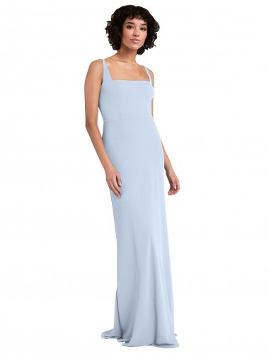 Sheath Square Neck Stretch Crepe Long Light Sky Blue Prom Dress / Bridesmaid Dress Sydney