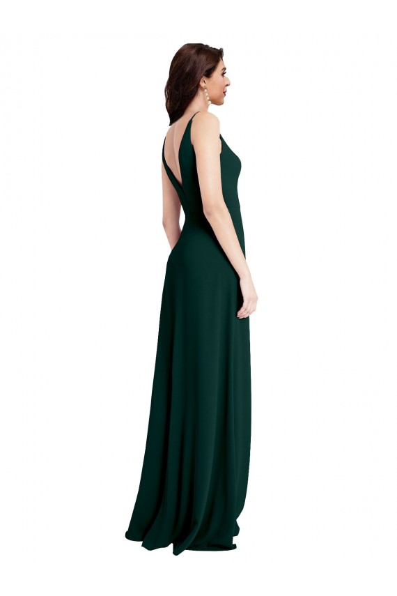 A-Line V-Neck Stretch Crepe Long Midnight Green Formal Evening Gown / Prom Dress / Bridesmaid Dress Sydney