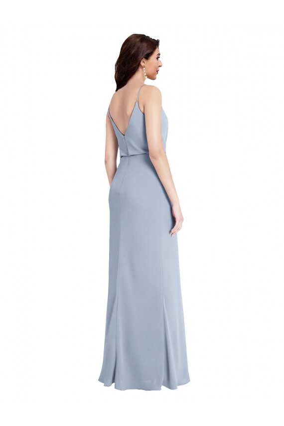 Sheath Cowl Neck Stretch Crepe Long Smoke Blue Formal Evening Gown / Prom Dress / Bridesmaid Dress Sydney