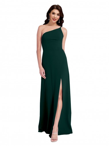 A-Line One Shoulder Stretch Crepe Long Midnight Green Formal Evening Gown / Prom Dress / Bridesmaid Dress Sydney