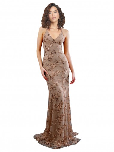 Mermaid High Neck Stretch Crepe & Sequin Tulle Long Rose Gold Formal Evening Gown / Prom Dress / Bridesmaid Dress Sydney