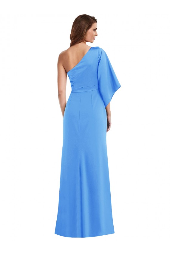 Trumpet One Shoulder Stretch Crepe Long Peacock Blue Semi Formal Evening Dress / Prom Dress / Bridesmaid Dress Sydney
