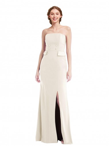 Trumpet Strapless Stretch Crepe Long Ivory Semi Formal Evening Dress / Prom Dress / Bridesmaid Dress Sydney