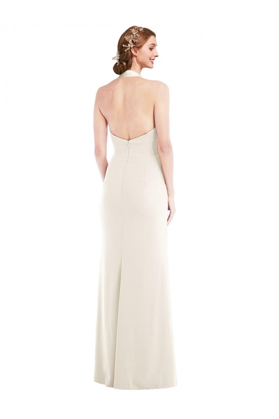 Trumpet Halter Neck Stretch Crepe Long Ivory Semi Formal Evening Dress / Prom Dress / Bridesmaid Dress Sydney