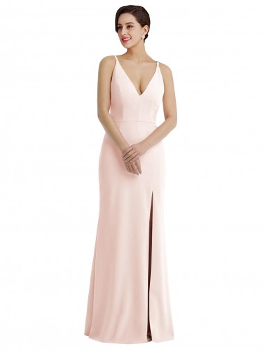 Trumpet V-Neck Stretch Crepe Long Pink Formal Evening Gown / Prom Dress / Bridesmaid Dress Sydney