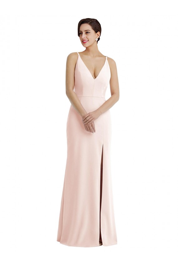 Trumpet V-Neck Stretch Crepe Long Pink Formal Evening Gown / Prom Dress / Bridesmaid Dress Sydney