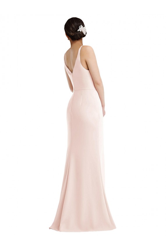 Trumpet V-Neck Stretch Crepe Long Pink Formal Evening Gown / Prom Dress / Bridesmaid Dress Sydney