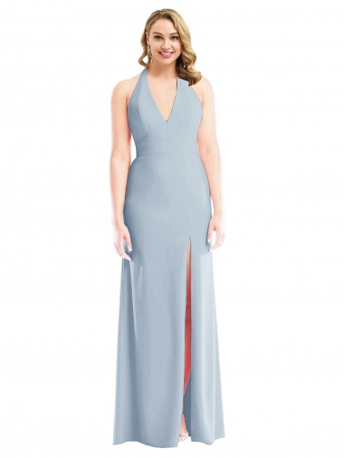 Trumpet Halter Neck Stretch Crepe Long Light Sky Blue Bridesmaid Dress / Evening Dress Sydney