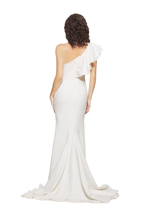 Sheath One Shoulder Stretch Crepe Sweep Train Ivory Semi Formal Evening Dress / Prom Dress / Bridesmaid Dress Sydney
