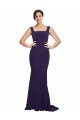 Sheath Square Neck Stretch Crepe Sweep Train Dark Navy Semi Formal Evening Dress / Prom Dress / Bridesmaid Dress Sydney