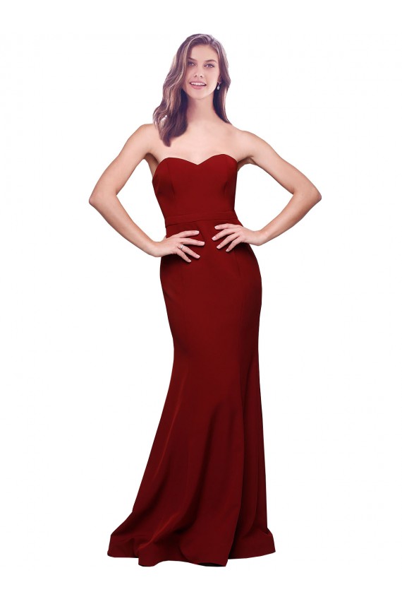 Sheath Strapless Stretch Crepe Long Burgundy Formal Evening Gown / Prom Dress / Bridesmaid Dress Sydney