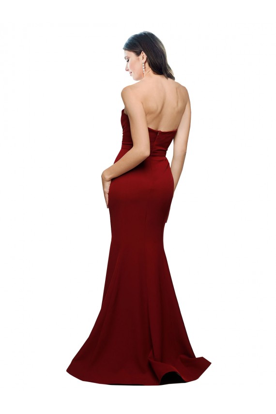 Sheath Strapless Stretch Crepe Long Burgundy Formal Evening Gown / Prom Dress / Bridesmaid Dress Sydney