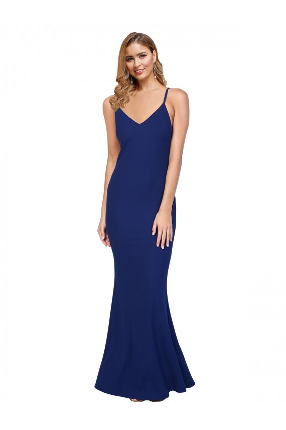 Sheath V-Neck Stretch Crepe Long Royal Blue Formal Evening Gown / Prom Dress / Bridesmaid Dress Sydney