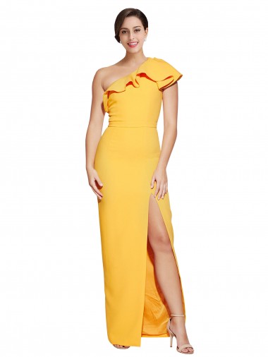 Sheath One Shoulder Stretch Crepe Long Saffron Formal Evening Gown / Prom Dress / Bridesmaid Dress Sydney