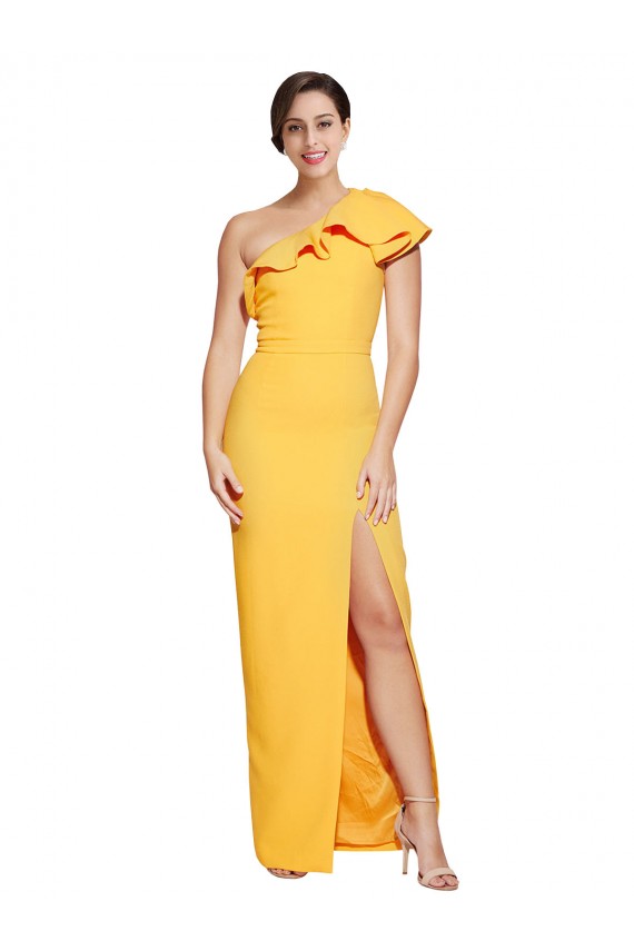 Sheath One Shoulder Stretch Crepe Long Saffron Formal Evening Gown / Prom Dress / Bridesmaid Dress Sydney