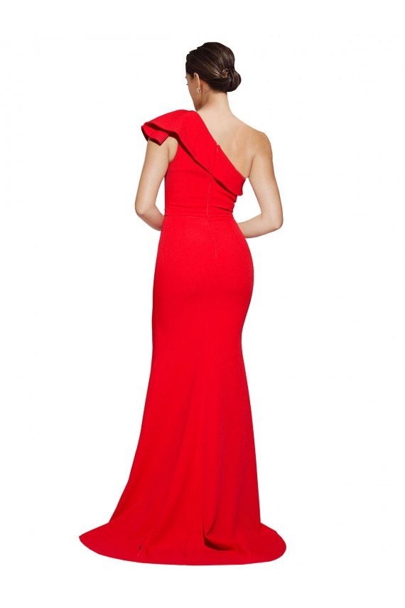 Sheath One Shoulder Stretch Crepe Sweep Train Red Semi Formal Evening Dress / Prom Dress / Bridesmaid Dress Sydney