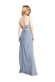 A-Line Square Neck Stretch Crepe Long Smoke Blue Prom Dress / Bridesmaid Dress Sydney